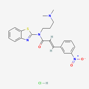 molecular formula C21H23ClN4O3S B2898702 (E)-N-(benzo[d]thiazol-2-yl)-N-(3-(dimethylamino)propyl)-3-(3-nitrophenyl)acrylamide hydrochloride CAS No. 1217205-28-1