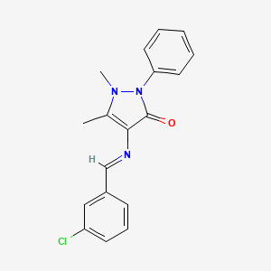 molecular formula C18H16ClN3O B2898706 (E)-4-((3-chlorobenzylidene)amino)-1,5-dimethyl-2-phenyl-1H-pyrazol-3(2H)-one CAS No. 944238-72-6