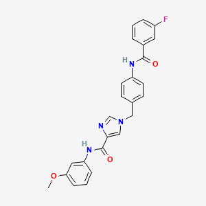 molecular formula C25H21FN4O3 B2898712 1-(4-(3-fluorobenzamido)benzyl)-N-(3-methoxyphenyl)-1H-imidazole-4-carboxamide CAS No. 1251688-92-2