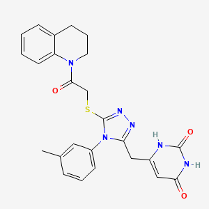 molecular formula C25H24N6O3S B2898716 6-((5-((2-(3,4-dihydroquinolin-1(2H)-yl)-2-oxoethyl)thio)-4-(m-tolyl)-4H-1,2,4-triazol-3-yl)methyl)pyrimidine-2,4(1H,3H)-dione CAS No. 852047-42-8