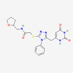 2-[[5-[(2,4-dioxo-1H-pyrimidin-6-yl)methyl]-4-phenyl-1,2,4-triazol-3-yl]sulfanyl]-N-(oxolan-2-ylmethyl)acetamide