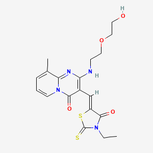 molecular formula C19H22N4O4S2 B2898724 (Z)-3-ethyl-5-((2-((2-(2-hydroxyethoxy)ethyl)amino)-9-methyl-4-oxo-4H-pyrido[1,2-a]pyrimidin-3-yl)methylene)-2-thioxothiazolidin-4-one CAS No. 488744-38-3