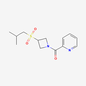 molecular formula C13H18N2O3S B2898732 (3-(Isobutylsulfonyl)azetidin-1-yl)(pyridin-2-yl)methanone CAS No. 1798034-76-0