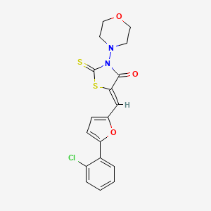 molecular formula C18H15ClN2O3S2 B2898734 (Z)-5-((5-(2-chlorophenyl)furan-2-yl)methylene)-3-morpholino-2-thioxothiazolidin-4-one CAS No. 875285-86-2