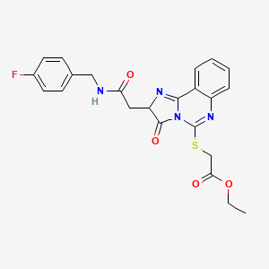 molecular formula C23H21FN4O4S B2898738 ethyl 2-[[2-[2-[(4-fluorophenyl)methylamino]-2-oxoethyl]-3-oxo-2H-imidazo[1,2-c]quinazolin-5-yl]sulfanyl]acetate CAS No. 1024569-83-2
