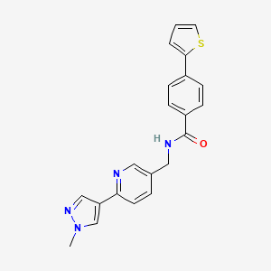 molecular formula C21H18N4OS B2898762 N-((6-(1-methyl-1H-pyrazol-4-yl)pyridin-3-yl)methyl)-4-(thiophen-2-yl)benzamide CAS No. 2034610-62-1