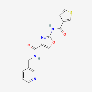 molecular formula C15H12N4O3S B2898771 N-(pyridin-3-ylmethyl)-2-(thiophene-3-carboxamido)oxazole-4-carboxamide CAS No. 1396676-95-1