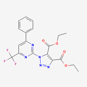 molecular formula C19H16F3N5O4 B2898781 Diethyl 1-[4-phenyl-6-(trifluoromethyl)pyrimidin-2-yl]triazole-4,5-dicarboxylate CAS No. 861210-43-7