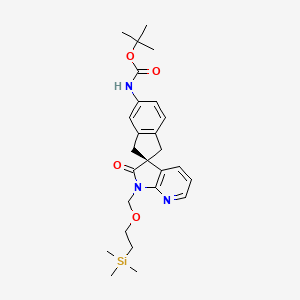molecular formula C26H35N3O4Si B2898795 (S)-tert-butyl (2'-oxo-1'-((2-(trimethylsilyl)ethoxy)methyl)-1,1',2',3-tetrahydrospiro[indene-2,3'-pyrrolo[2,3-b]pyridin]-5-yl)carbamate CAS No. 957121-35-6
