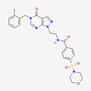 molecular formula C26H28N6O5S B2898796 N-(2-(5-(2-methylbenzyl)-4-oxo-4,5-dihydro-1H-pyrazolo[3,4-d]pyrimidin-1-yl)ethyl)-4-(morpholinosulfonyl)benzamide CAS No. 922016-14-6