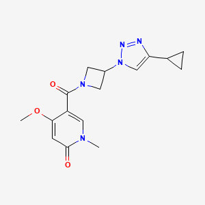 molecular formula C16H19N5O3 B2898801 5-(3-(4-cyclopropyl-1H-1,2,3-triazol-1-yl)azetidine-1-carbonyl)-4-methoxy-1-methylpyridin-2(1H)-one CAS No. 2097903-68-7