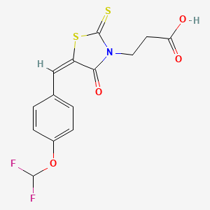 molecular formula C14H11F2NO4S2 B2898804 (E)-3-(5-(4-(difluoromethoxy)benzylidene)-4-oxo-2-thioxothiazolidin-3-yl)propanoic acid CAS No. 301683-67-0