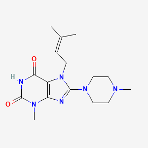 molecular formula C16H24N6O2 B2898810 3-methyl-7-(3-methylbut-2-en-1-yl)-8-(4-methylpiperazin-1-yl)-1H-purine-2,6(3H,7H)-dione CAS No. 332103-64-7