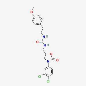 molecular formula C20H21Cl2N3O4 B2898813 1-((3-(3,4-Dichlorophenyl)-2-oxooxazolidin-5-yl)methyl)-3-(4-methoxyphenethyl)urea CAS No. 954609-86-0