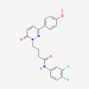 molecular formula C21H19ClFN3O3 B2898816 N-(3-chloro-4-fluorophenyl)-4-(3-(4-methoxyphenyl)-6-oxopyridazin-1(6H)-yl)butanamide CAS No. 946215-99-2