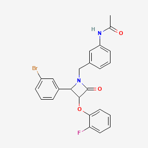 molecular formula C24H20BrFN2O3 B2898822 N-[3-[[2-(3-bromophenyl)-3-(2-fluorophenoxy)-4-oxoazetidin-1-yl]methyl]phenyl]acetamide CAS No. 1223477-31-3