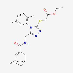 molecular formula C26H34N4O3S B2898830 Ethyl 2-[[5-[(adamantane-1-carbonylamino)methyl]-4-(2,5-dimethylphenyl)-1,2,4-triazol-3-yl]sulfanyl]acetate CAS No. 477300-71-3