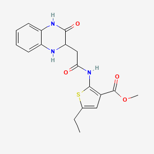 molecular formula C18H19N3O4S B2898831 Methyl 5-ethyl-2-{[(3-hydroxy-1,2-dihydroquinoxalin-2-yl)acetyl]amino}thiophene-3-carboxylate CAS No. 939895-54-2