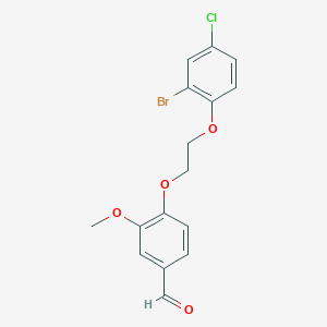 molecular formula C16H14BrClO4 B2898834 4-[2-(2-Bromo-4-chlorophenoxy)ethoxy]-3-methoxybenzaldehyde CAS No. 864664-22-2