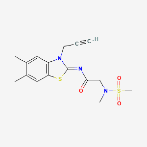 molecular formula C16H19N3O3S2 B2898835 (E)-N-(5,6-dimethyl-3-(prop-2-yn-1-yl)benzo[d]thiazol-2(3H)-ylidene)-2-(N-methylmethylsulfonamido)acetamide CAS No. 1173608-24-6