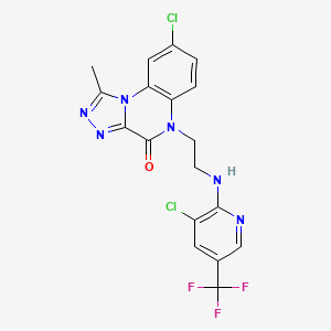 molecular formula C18H13Cl2F3N6O B2898852 8-chloro-5-(2-{[3-chloro-5-(trifluoromethyl)-2-pyridinyl]amino}ethyl)-1-methyl[1,2,4]triazolo[4,3-a]quinoxalin-4(5H)-one CAS No. 303986-22-3