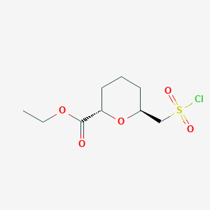 molecular formula C9H15ClO5S B2898855 Ethyl (2S,6S)-6-(chlorosulfonylmethyl)oxane-2-carboxylate CAS No. 2187426-24-8