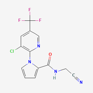 molecular formula C13H8ClF3N4O B2898862 1-[3-chloro-5-(trifluoromethyl)-2-pyridinyl]-N-(cyanomethyl)-1H-pyrrole-2-carboxamide CAS No. 338397-75-4