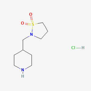 molecular formula C9H19ClN2O2S B2898864 2-[(Piperidin-4-yl)methyl]-1lambda6,2-thiazolidine-1,1-dione hydrochloride CAS No. 1909319-77-2