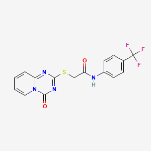 molecular formula C16H11F3N4O2S B2898866 2-({4-oxo-4H-pyrido[1,2-a][1,3,5]triazin-2-yl}sulfanyl)-N-[4-(trifluoromethyl)phenyl]acetamide CAS No. 896327-59-6