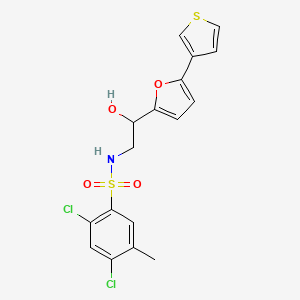 molecular formula C17H15Cl2NO4S2 B2898871 2,4-dichloro-N-(2-hydroxy-2-(5-(thiophen-3-yl)furan-2-yl)ethyl)-5-methylbenzenesulfonamide CAS No. 2034434-73-4