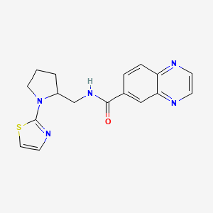 molecular formula C17H17N5OS B2898872 N-((1-(thiazol-2-yl)pyrrolidin-2-yl)methyl)quinoxaline-6-carboxamide CAS No. 1705426-73-8