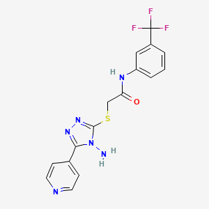 molecular formula C16H13F3N6OS B2898874 2-{[4-amino-5-(pyridin-4-yl)-4H-1,2,4-triazol-3-yl]sulfanyl}-N-[3-(trifluoromethyl)phenyl]acetamide CAS No. 880801-30-9