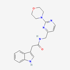 molecular formula C19H21N5O2 B2898886 2-(1H-indol-3-yl)-N-((2-morpholinopyrimidin-4-yl)methyl)acetamide CAS No. 1797974-91-4
