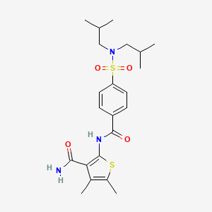 molecular formula C22H31N3O4S2 B2898892 2-(4-(N,N-diisobutylsulfamoyl)benzamido)-4,5-dimethylthiophene-3-carboxamide CAS No. 896308-12-6
