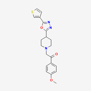 molecular formula C20H21N3O3S B2898894 1-(4-Methoxyphenyl)-2-(4-(5-(thiophen-3-yl)-1,3,4-oxadiazol-2-yl)piperidin-1-yl)ethanone CAS No. 1448134-82-4