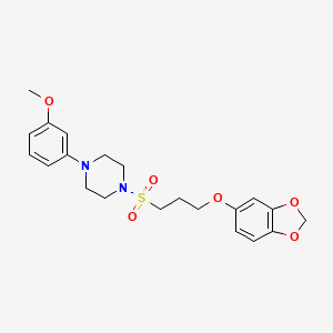 molecular formula C21H26N2O6S B2898895 1-((3-(Benzo[d][1,3]dioxol-5-yloxy)propyl)sulfonyl)-4-(3-methoxyphenyl)piperazine CAS No. 946214-00-2