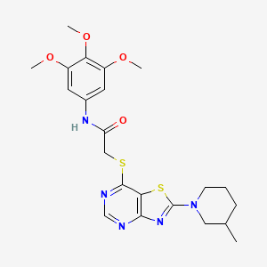 molecular formula C22H27N5O4S2 B2898901 2-((2-(3-methylpiperidin-1-yl)thiazolo[4,5-d]pyrimidin-7-yl)thio)-N-(3,4,5-trimethoxyphenyl)acetamide CAS No. 1207027-96-0
