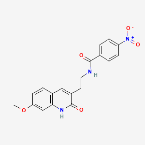 molecular formula C19H17N3O5 B2898910 N-[2-(7-methoxy-2-oxo-1H-quinolin-3-yl)ethyl]-4-nitrobenzamide CAS No. 851405-85-1