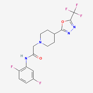 molecular formula C16H15F5N4O2 B2898913 N-(2,5-difluorophenyl)-2-(4-(5-(trifluoromethyl)-1,3,4-oxadiazol-2-yl)piperidin-1-yl)acetamide CAS No. 1396751-42-0