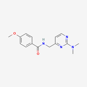 molecular formula C15H18N4O2 B2898927 N-((2-(dimethylamino)pyrimidin-4-yl)methyl)-4-methoxybenzamide CAS No. 1797814-98-2