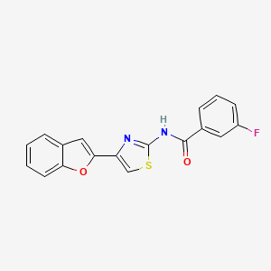 molecular formula C18H11FN2O2S B2898935 N-[4-(1-benzofuran-2-yl)-1,3-thiazol-2-yl]-3-fluorobenzamide CAS No. 941998-49-8