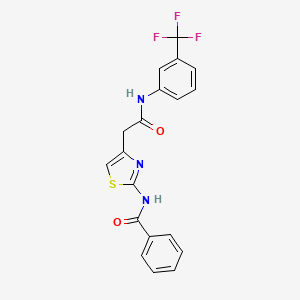 molecular formula C19H14F3N3O2S B2898960 N-(4-(2-oxo-2-((3-(trifluoromethyl)phenyl)amino)ethyl)thiazol-2-yl)benzamide CAS No. 941984-80-1