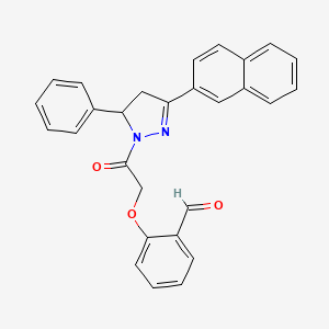 molecular formula C28H22N2O3 B2898978 2-[2-(5-Naphthalen-2-yl-3-phenyl-3,4-dihydropyrazol-2-yl)-2-oxoethoxy]benzaldehyde CAS No. 857037-82-2