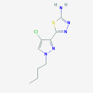 molecular formula C9H12ClN5S B2898995 5-(1-Butyl-4-chloropyrazol-3-yl)-1,3,4-thiadiazol-2-amine CAS No. 1946817-91-9