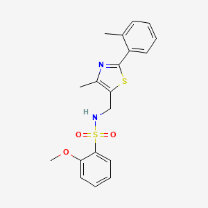 molecular formula C19H20N2O3S2 B2899006 2-methoxy-N-((4-methyl-2-(o-tolyl)thiazol-5-yl)methyl)benzenesulfonamide CAS No. 1448053-88-0