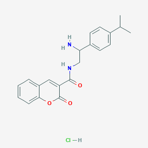 N-[2-Amino-2-(4-propan-2-ylphenyl)ethyl]-2-oxochromene-3-carboxamide;hydrochloride