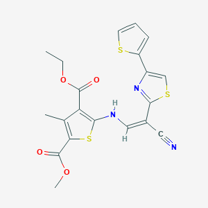 (Z)-4-ethyl 2-methyl 5-((2-cyano-2-(4-(thiophen-2-yl)thiazol-2-yl)vinyl)amino)-3-methylthiophene-2,4-dicarboxylate