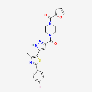 molecular formula C23H20FN5O3S B2899011 (3-(2-(4-fluorophenyl)-4-methylthiazol-5-yl)-1H-pyrazol-5-yl)(4-(furan-2-carbonyl)piperazin-1-yl)methanone CAS No. 1297610-00-4