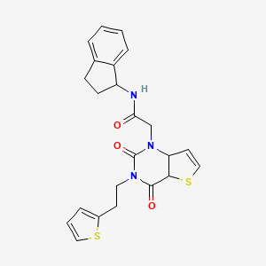 molecular formula C23H21N3O3S2 B2899026 N-(2,3-dihydro-1H-inden-1-yl)-2-{2,4-dioxo-3-[2-(thiophen-2-yl)ethyl]-1H,2H,3H,4H-thieno[3,2-d]pyrimidin-1-yl}acetamide CAS No. 1260984-87-9