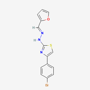 molecular formula C14H10BrN3OS B2899046 (E)-4-(4-bromophenyl)-2-((E)-(furan-2-ylmethylene)hydrazono)-2,3-dihydrothiazole CAS No. 2021233-94-1